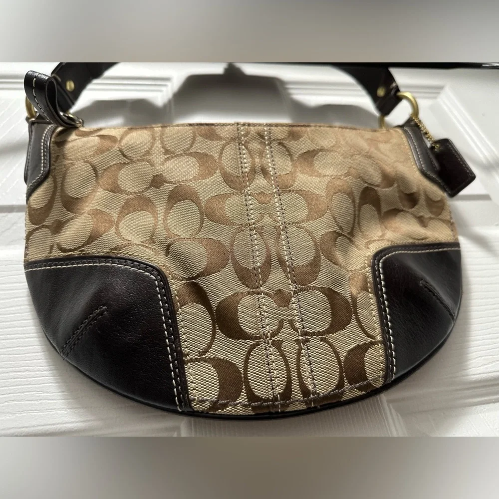Coach Vintage Y2K Brown Signature Hobo Demi with Leather Corners H0768-11371